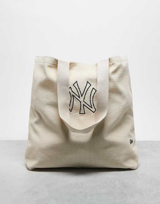 New Era - NY Yankees - Borsa shopping color crema in velluto a coste
