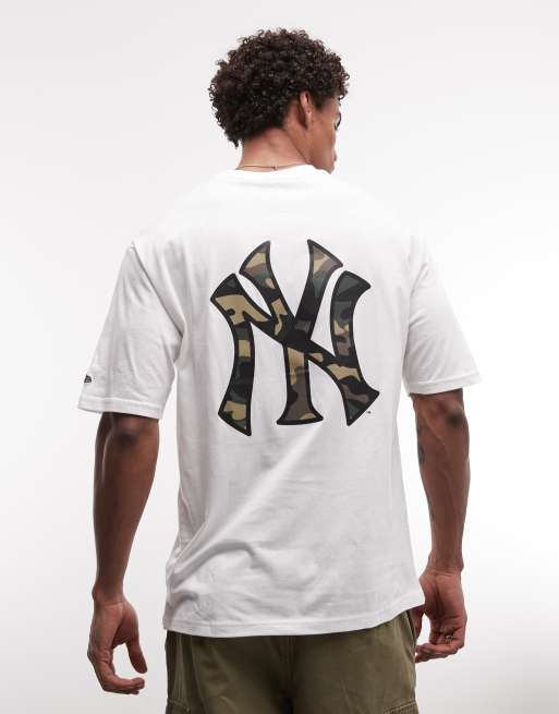 New Era NY Yankees camo infill logo short sleeve oversized t-shirt in white, 4 of 5
