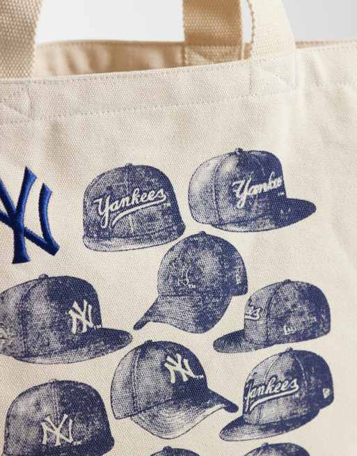 New Era NY Yankees cap graphic heavyweight tote bag in cream, 3 of 4