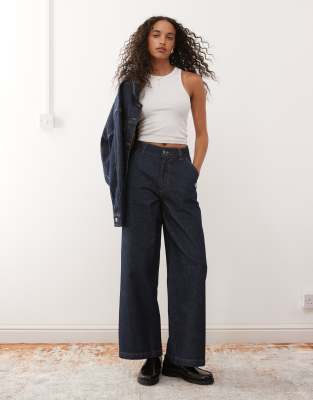 New Era New Era NY Yankees co-ord wide leg denim jeans in darkwash blue