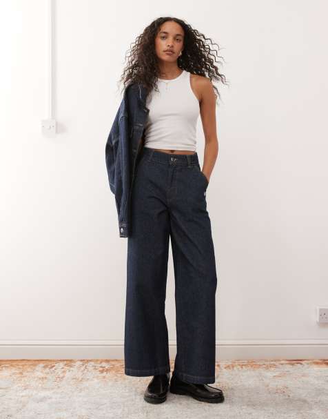New Era NY Yankees co-ord wide leg denim jeans in darkwash blue - view 1