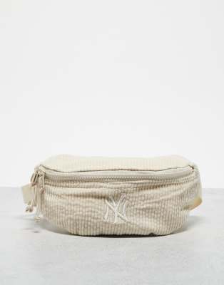 New Era New Era NY Yankees cord waist bag in cream-White