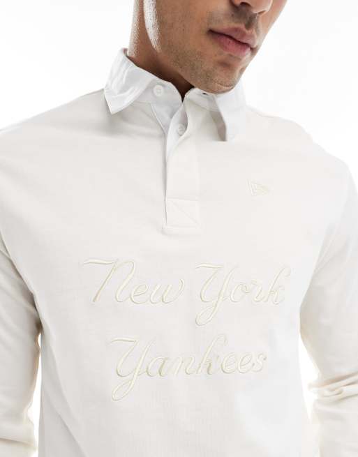 New Era - NY Yankees - Cremehvid rugby-polo med logo, 2 af 4