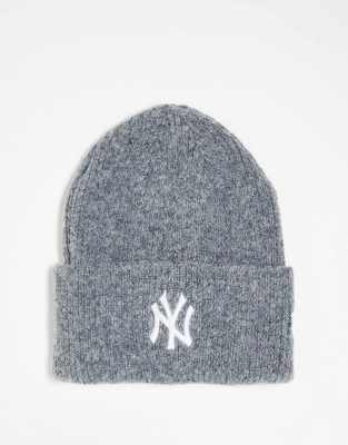 New Era New Era NY Yankees cuff beanie in grey marl