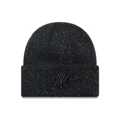 New Era - NY Yankees - Damen-Strickmütze in Metallic-Schwarz mit breitem Umschlag