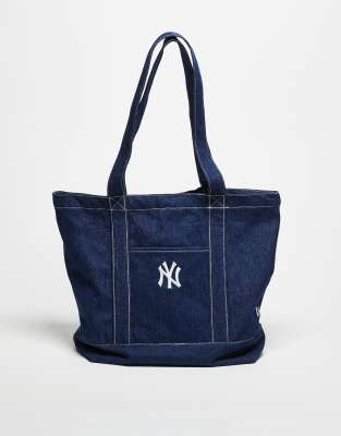 New Era New Era NY Yankees denim pocket deatil tote bag in dark denim-Navy