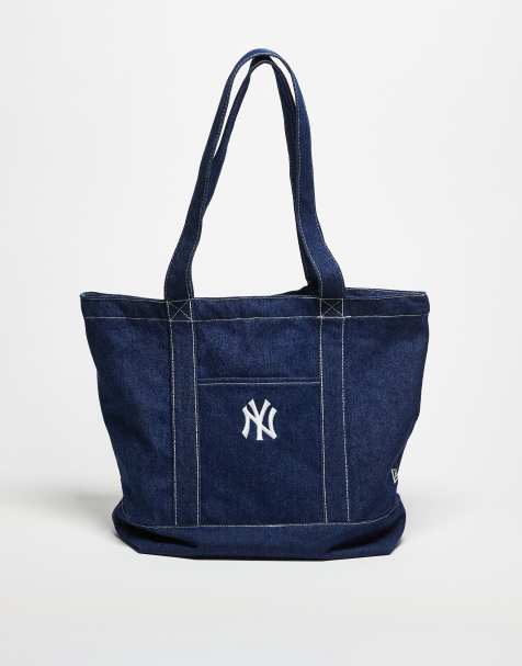 New Era NY Yankees denim pocket deatil tote bag in dark denim - view 1