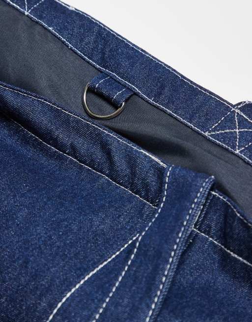 New Era NY Yankees denim pocket deatil tote bag in dark denim, 2 of 3