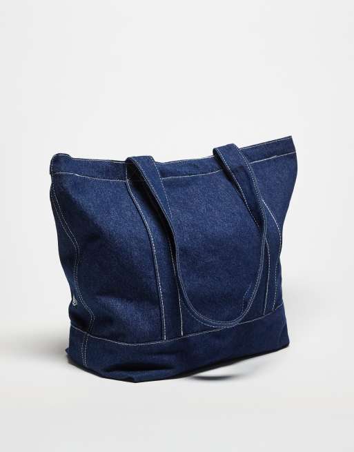 New Era NY Yankees denim pocket deatil tote bag in dark denim, 3 of 3