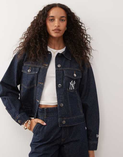 New Era NY Yankees denim trucker jacket in darkwash blue (part of a set)