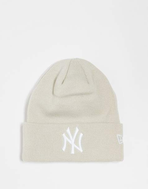 New Era NY Yankees essential cuff beanie in cream - view 1