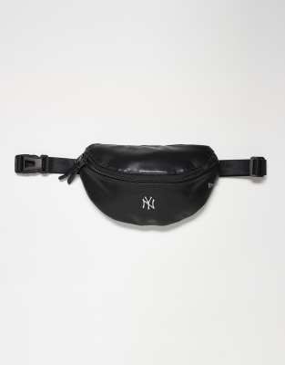 New Era New Era NY Yankees faux leather logo detail waist bag in black