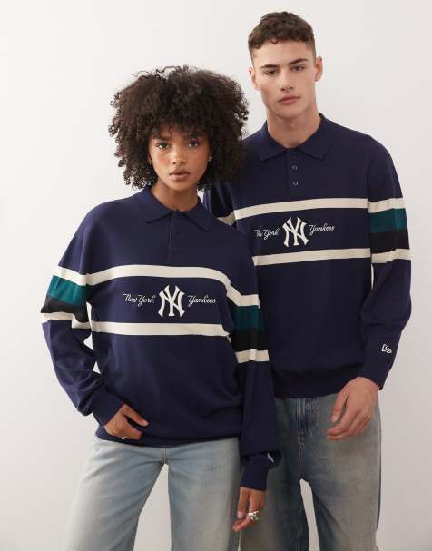 New Era - NY Yankees - Gebreid rugbyshirt met polokraagje en logo in blauw - view 1