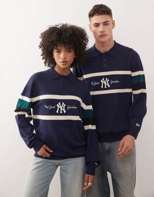 New Era - NY Yankees - Gestricktes Rugby-Polohemd in Blau mit Logo