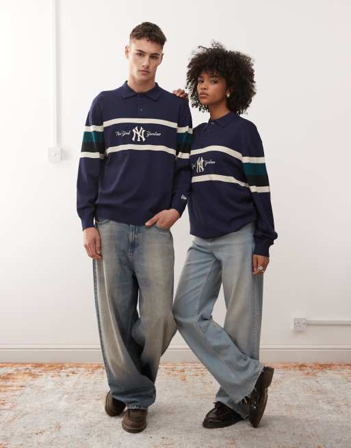 New Era – NY Yankees – Gestricktes Rugby-Polohemd in Blau mit Logo, 4 von 4