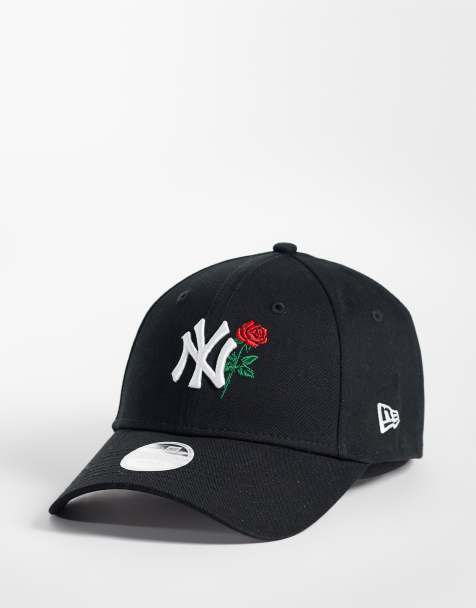 New Era NY Yankees gorra 9FORTY para mujer con bordado de rosa en negro - view 1