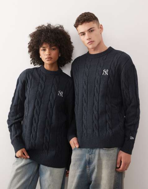 New Era – NY Yankees – Granatowy sweter o warkoczowym splocie z logo - view 1