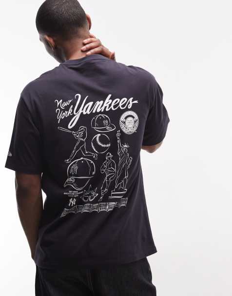 New Era – NY Yankees – Granatowy T-shirt z baseballową grafiką i nadrukiem na plecach - view 1
