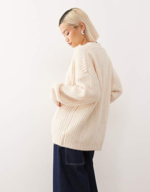 New Era - NY Yankees - Hvid og oversized cardigan i strik, 4 af 4