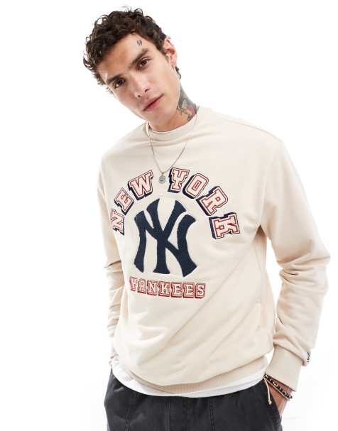 New Era – NY Yankees – Langärmliges Sweatshirt in Creme - view 1