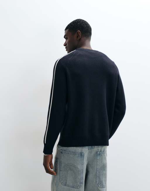 New Era NY Yankees large logo knitted jumper with contrast piping in navy, 5 of 5