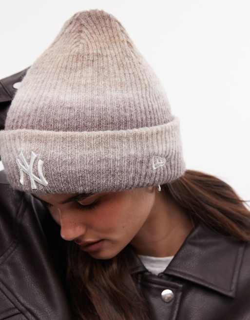 New Era NY Yankees logga dam mössa med ombre-stickad mudd i brun multi, 2 av 3