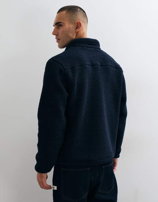 New Era NY Yankees logo MLB zip through sherpa fleece jacket in navy, 4 of 9