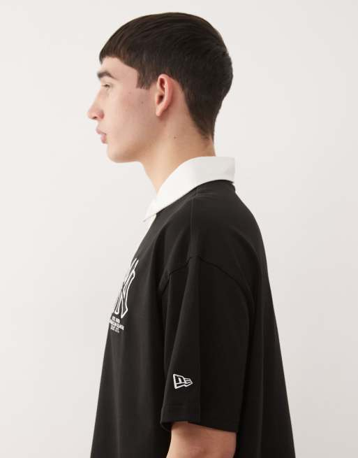 New Era NY Yankees logo polo shirt in black, 4 of 5
