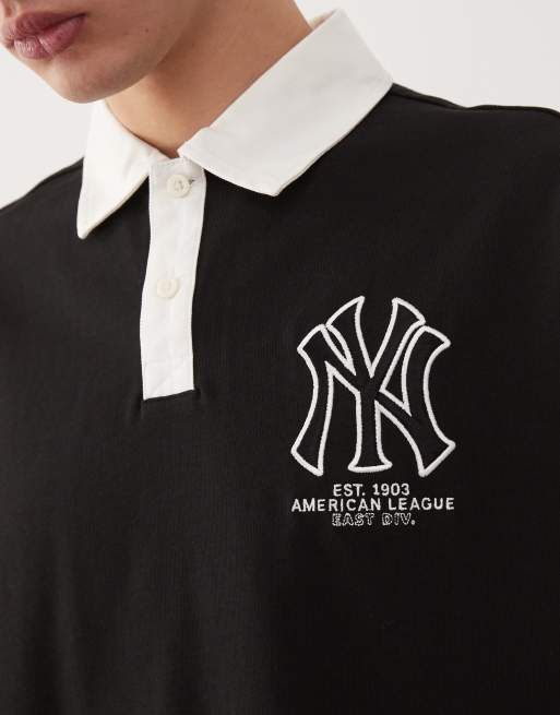New Era NY Yankees logo polo shirt in black, 5 of 5