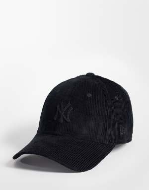 New Era NY Yankees logo womens 9forty tonal cord cap in black