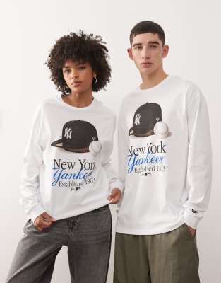 New Era New Era NY Yankees long sleeve motif t-shirt in white