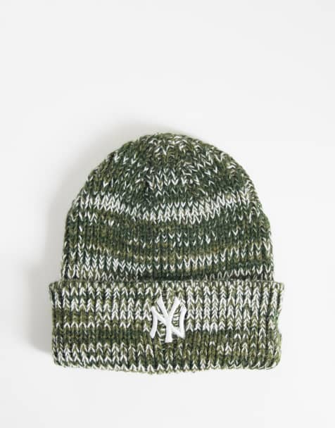 New Era NY Yankees melierte Strickmütze mit Umschlag in Grün-Multi - view 1