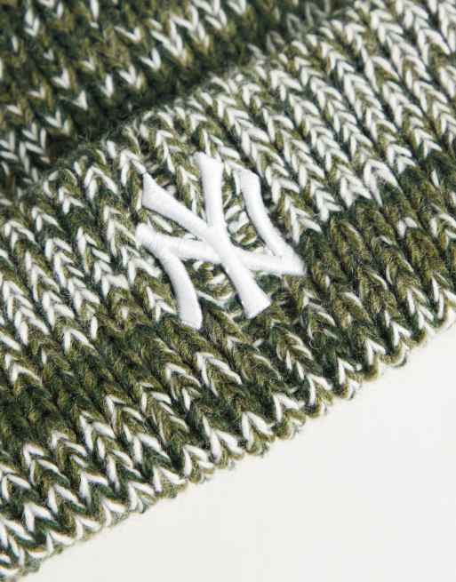New Era NY Yankees melierte Strickmütze mit Umschlag in Grün-Multi, 3 von 3