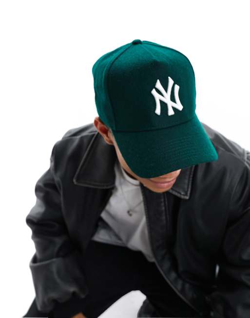 new era ny yankees melton trucker cap in green