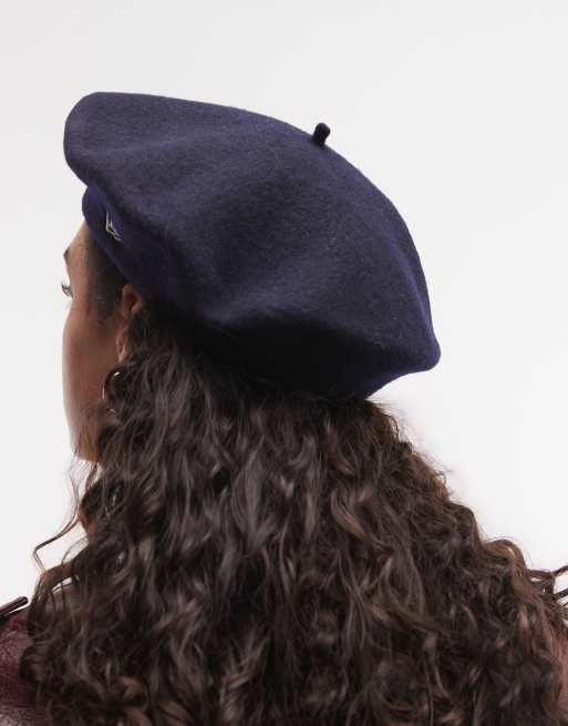 New Era NY Yankees melton wool logo beret in navy, 2 of 3