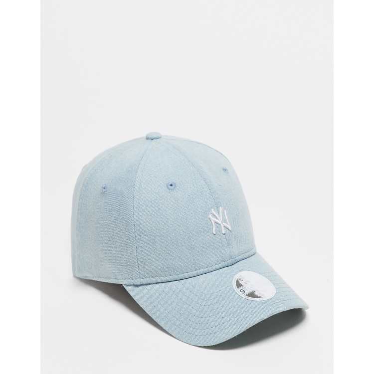 New Era NY Yankees mini logo 9twenty cap in washed denim | ASOS