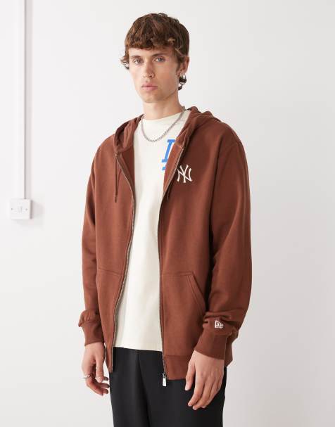 New Era NY Yankees mini logo zip through hoodie in burgundy - view 1