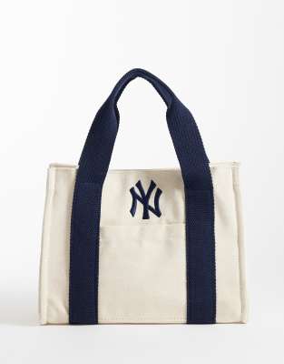 New Era - NY Yankees - Mini tote bag avec bandoulière longue - Crème-Blanc