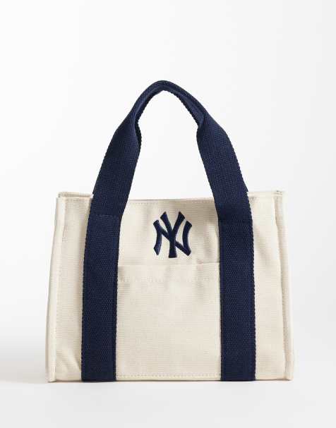 New Era NY Yankees mini tote bag with long strap in cream - view 1