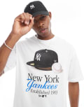 [New Era] New Era NY Yankees motif t-shirt in white 2XL WHITE