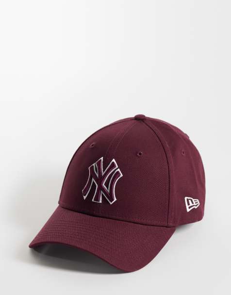 New Era NY Yankees outline logo 9forty cap in burgundy - view 1