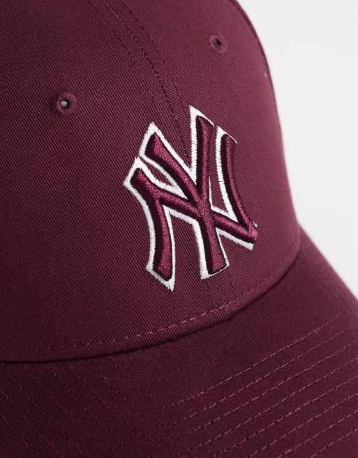 New Era NY Yankees outline logo 9forty cap in burgundy, 3 of 3