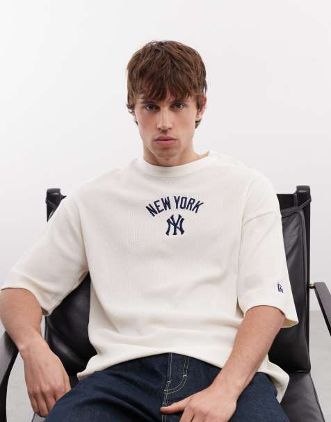 New Era – NY Yankees – Oversize-T-Shirt in Wollweiß mit Waffelstruktur und Logo - view 1