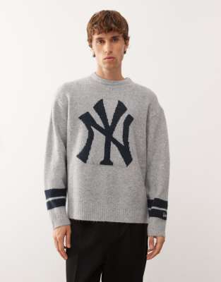 New Era NY Yankees oversized knitted jumper in grey | ASOS