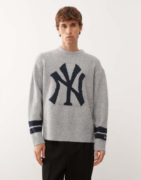 New Era NY Yankees oversized knitted jumper in grey - view 1