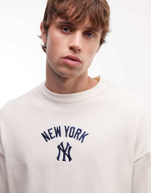 New Era - NY Yankees - Oversized T-shirt met wafelstructuur en logo in gebroken wit, 3 van 5
