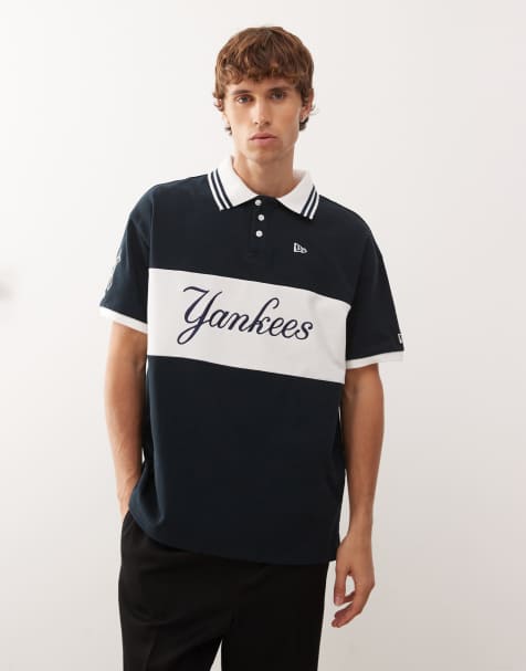 New Era NY Yankees panel detail polo top in navy - view 1
