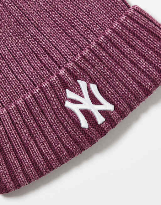 New Era – NY Yankees – Röd, tvåfärgad, grovstickad mössa med mudd, 3 av 3