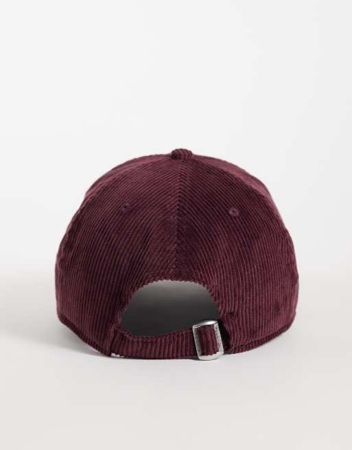 New Era NY Yankees script logo 9twenty cord cap in burgundy, 3 of 3