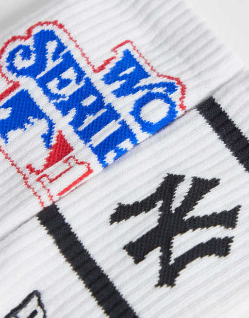 New Era - NY Yankees - Set van 2 paar World Series-sokken in wit , 2 van 3